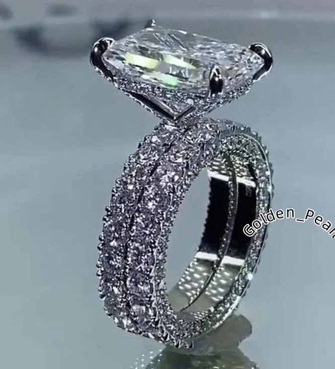 Radiant Moissanite Engagement Ring Gift for Men Women Ring Sterling Silver Bridal Customized Ring