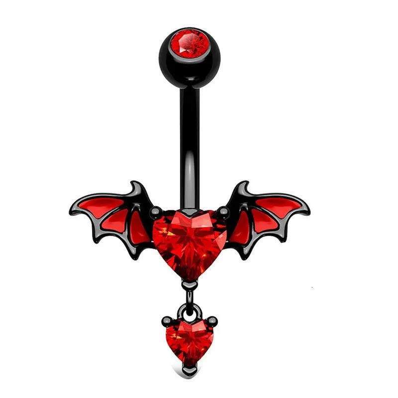 14G Stainless Steel Belly Piercing Jewelry Gothic Bat CZ Belly Button Rings Halloween Navel Ring Fashion Trendy Body Jewelry 250530