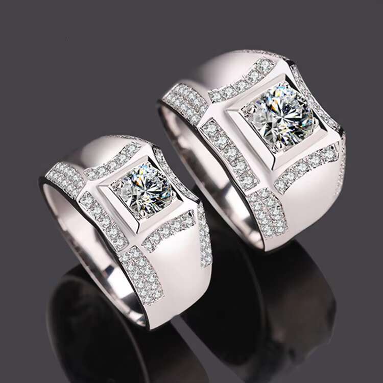 XingYao Jewelry 18K White Gold Moissanite Wedding Ring Mens Ring