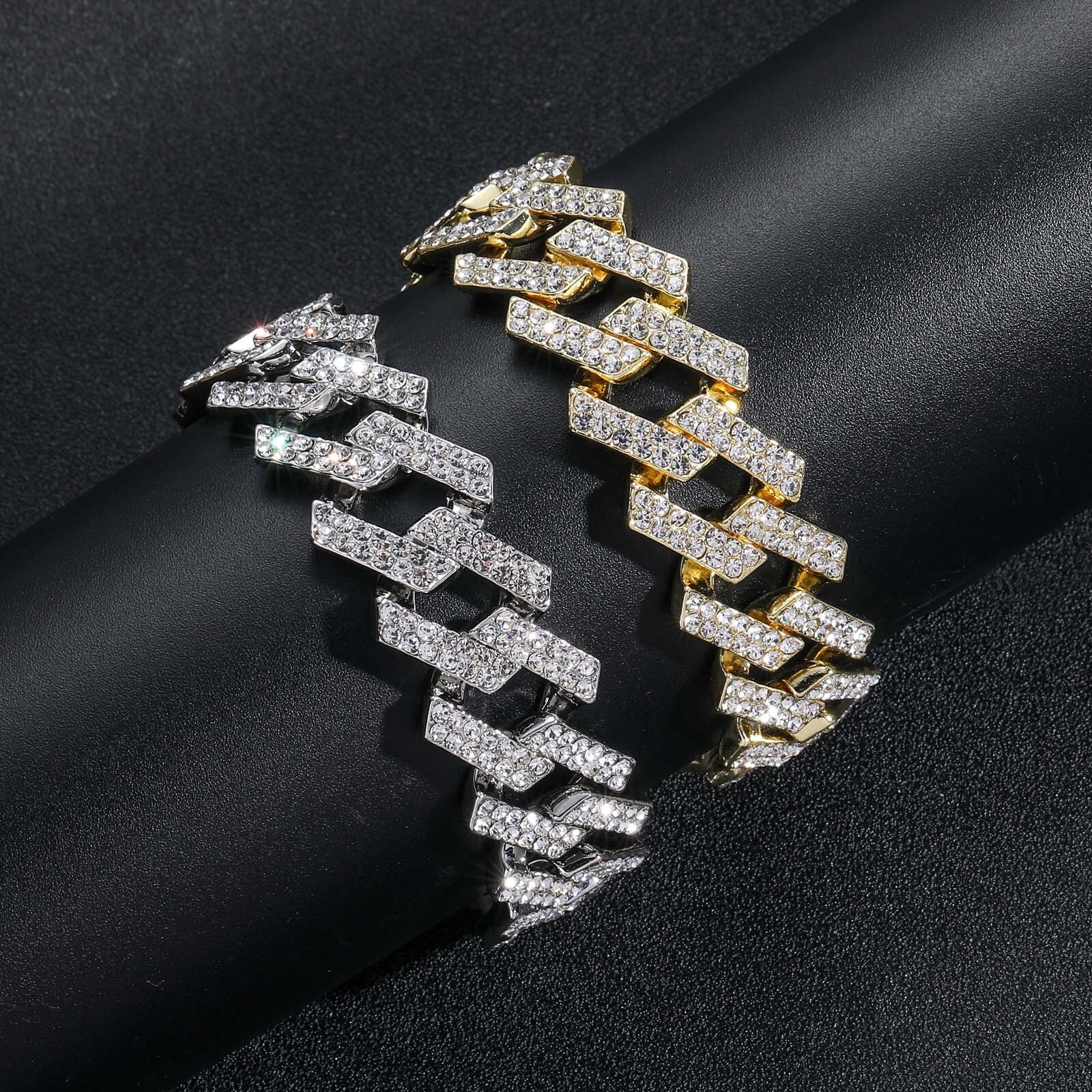 Hip hop Bracelet bar CUBAN CHAIN 19mm personality trendsetter mens hip hop Bracelet moissanite