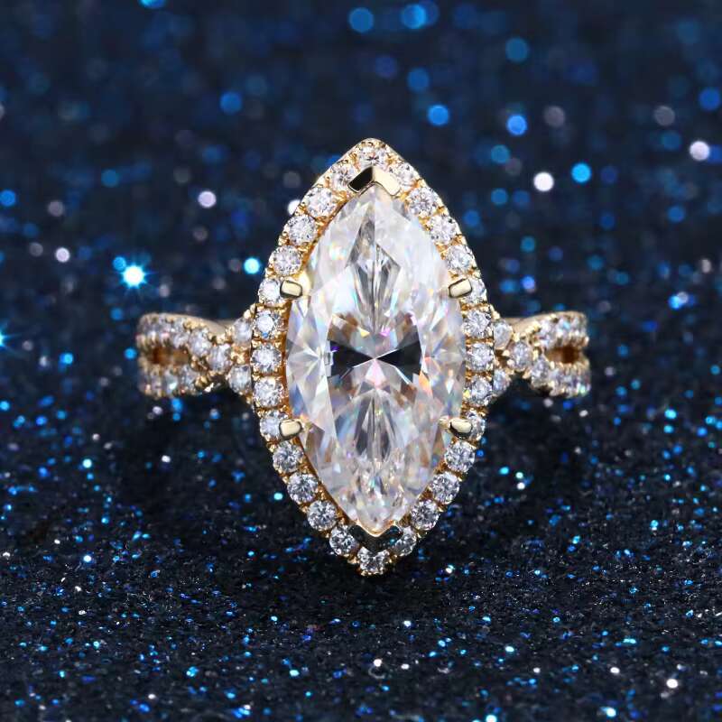 14K 18K Solid Gold Jewelry 925 Sterling Silver Moissanite Ring in Stock Fantastic Colorless Moissanite Wedding Engagement Ring