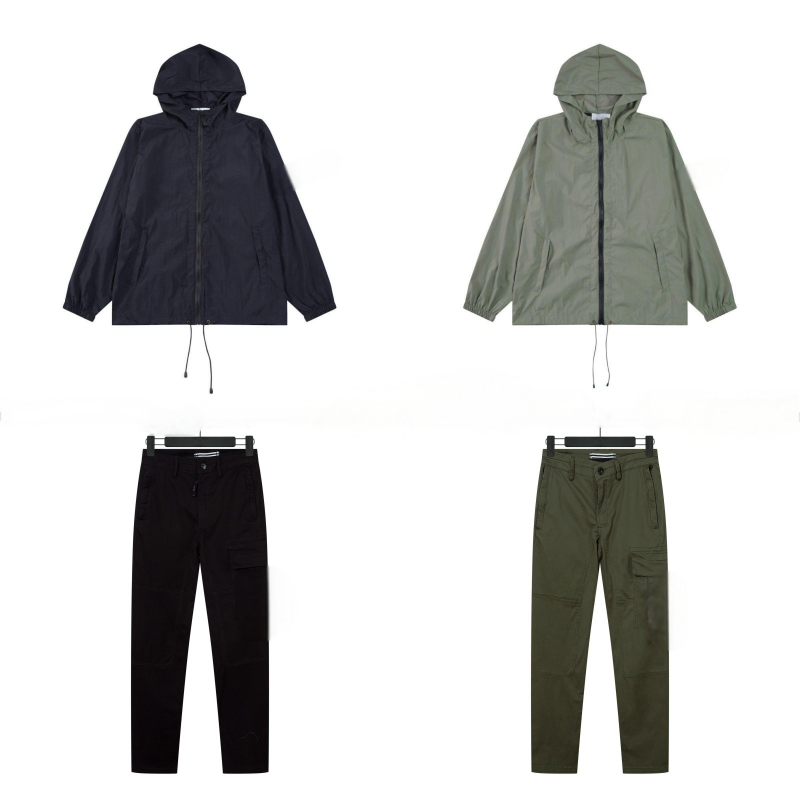 Mens jacket cargo pant hoodie jumper zip up hoodie sweatshirt Spring Compass Badge Sleeve Patched Pocket Coat Streetwear Windbreaker