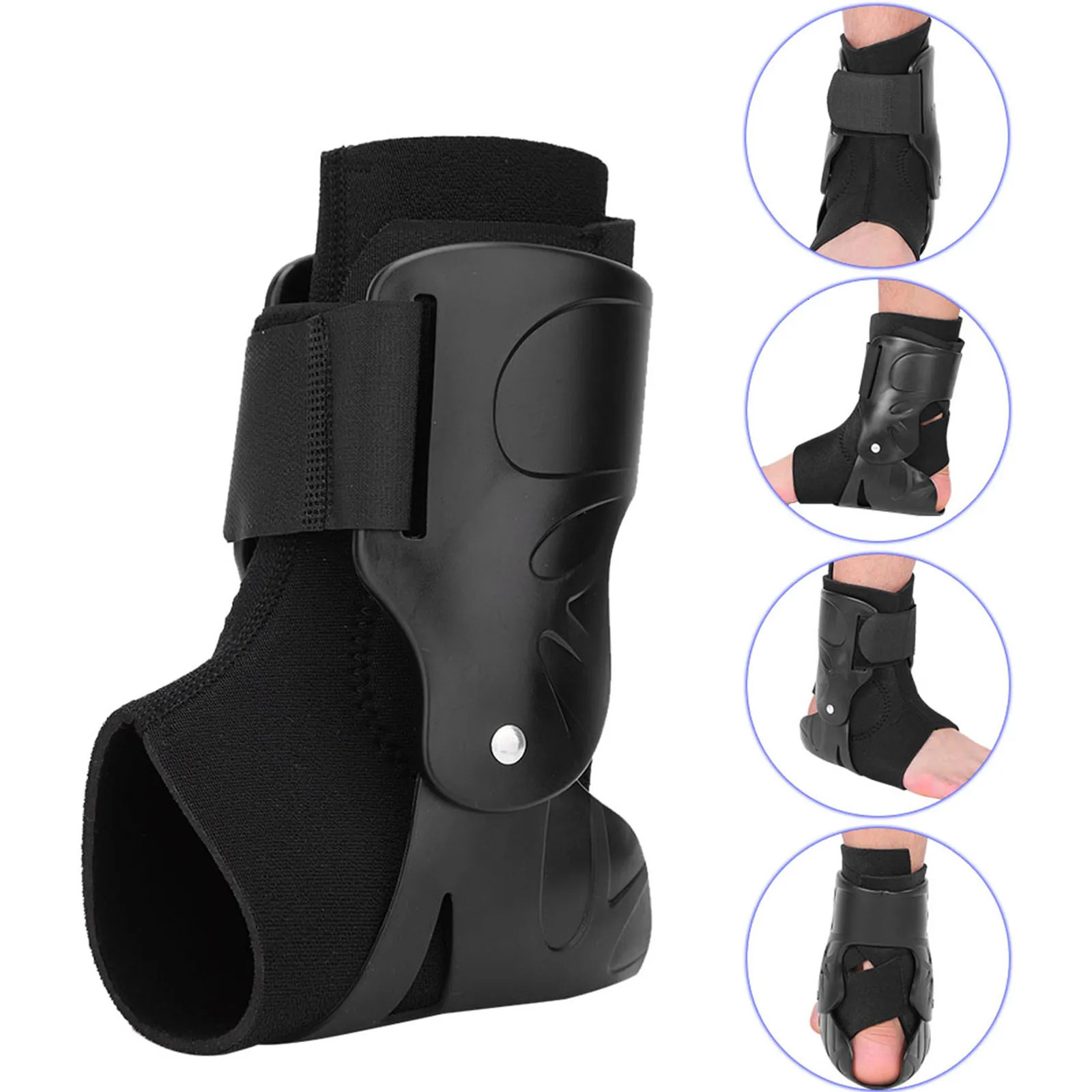 Ankle Support Brace Compression Breathable Foot Elastic Guard Strap Black PPNylon 250530