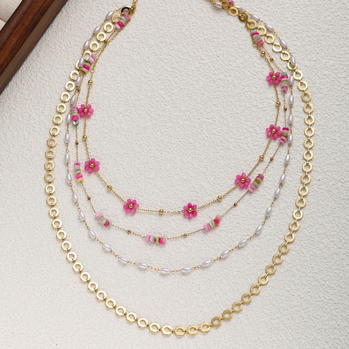 Jewelry Simple Versatile Titanium Steel Gold-Plated Pearl Necklace for Women