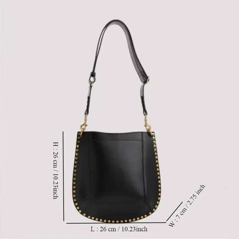 Designer Luxury 2025 New Retro Moon Crossbody Bag Genuine Leather Fashion Shoulder Handbag With Studs Classic Style Bag