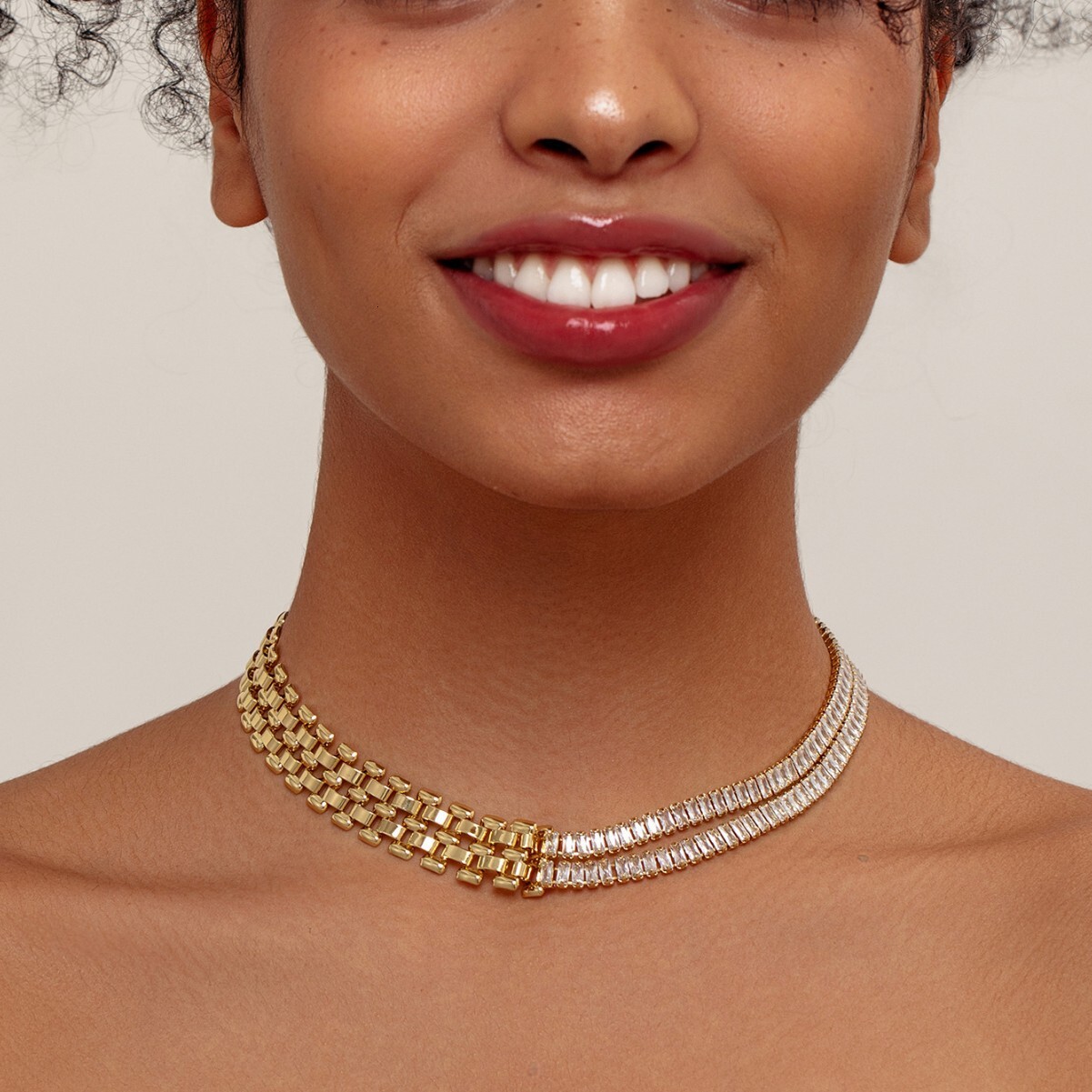 Light Style Dia-Studded Splicing Geometric Collarbone Necklace Fashion Versatile Elegant High-End Neck Chain for Women