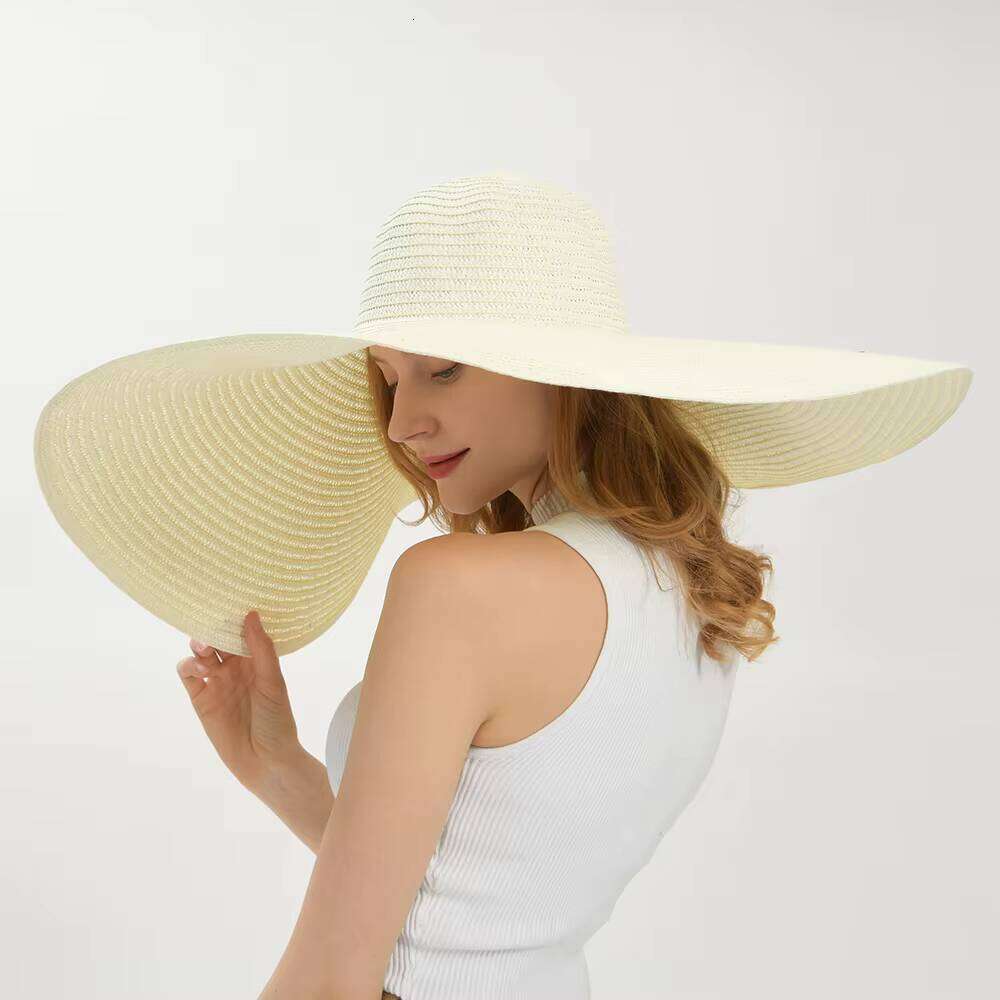 New Summer Beach Women 25 CM Brim Large Hat Fashion Party Travel Panama Ladies Wholesale Paper Straw Hats Oversized