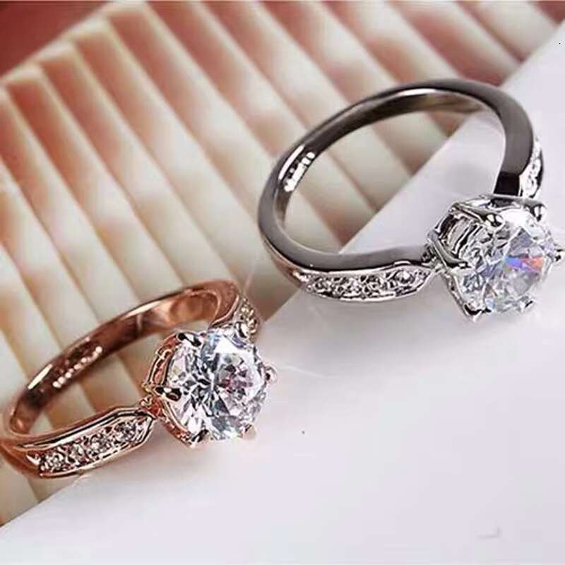 Simulation Moissanite Ring Couple Rings Wedding Proposal Six Claw Diamond Ring