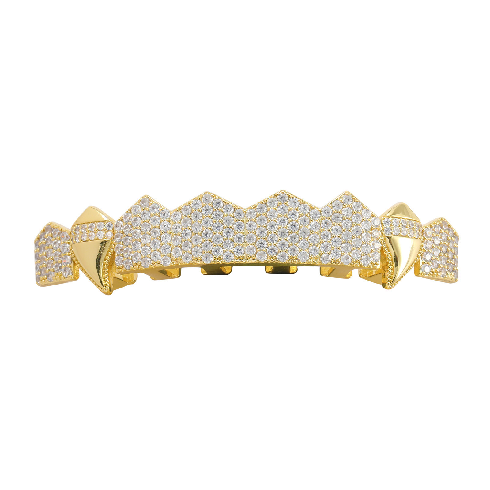 Halloween Vampire Sharp Teeth Hip Hop 8 Sharp Teeth Set Grills Copper Diamond Hip Hop Teeth Set moissanite
