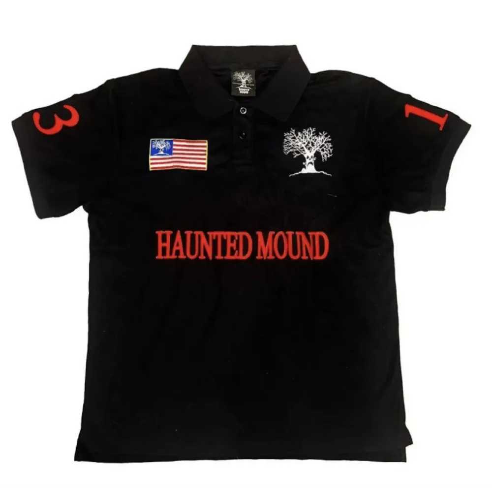 American Retro Polo Shirt Y2K TShirt Mens Womens Rock Hip Hop Letter Embroidery Loose Shirt Round Neck Short Sleeve Cotton Tops M250602