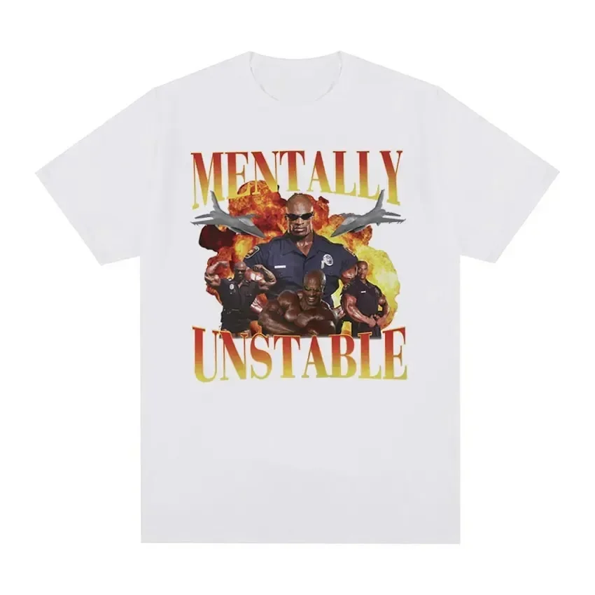 Mentally Unstable Funny Gym Graphic Designer T-shirt Women's Cool Retro Gothic Short sleeved T-shirt Hip Hop Clothing Large T-shirt 100% Cotton 2