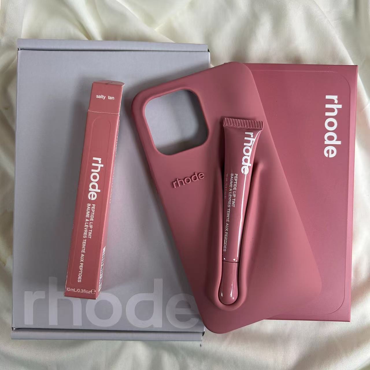 DIY NEW Rhode With Lip Gloss Phone Case For iPhone 16 12 Pro 14 13 15 Pro Max Plus Lipstick Silicone Toast Espresso Ribbon Cover