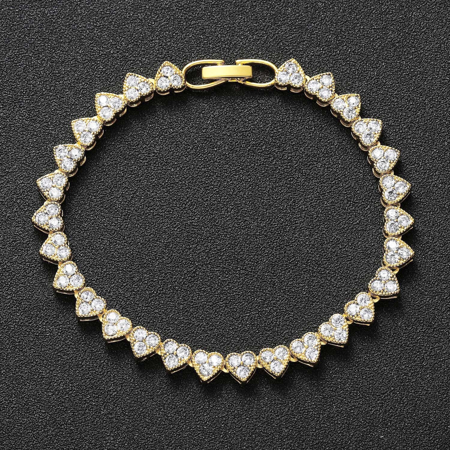 Hip Hop New Love Moissanite Bracelet 6.5mm Wide Heart Shaped Male and Female Couple Personalized Hip Hop Bracelet moissanite