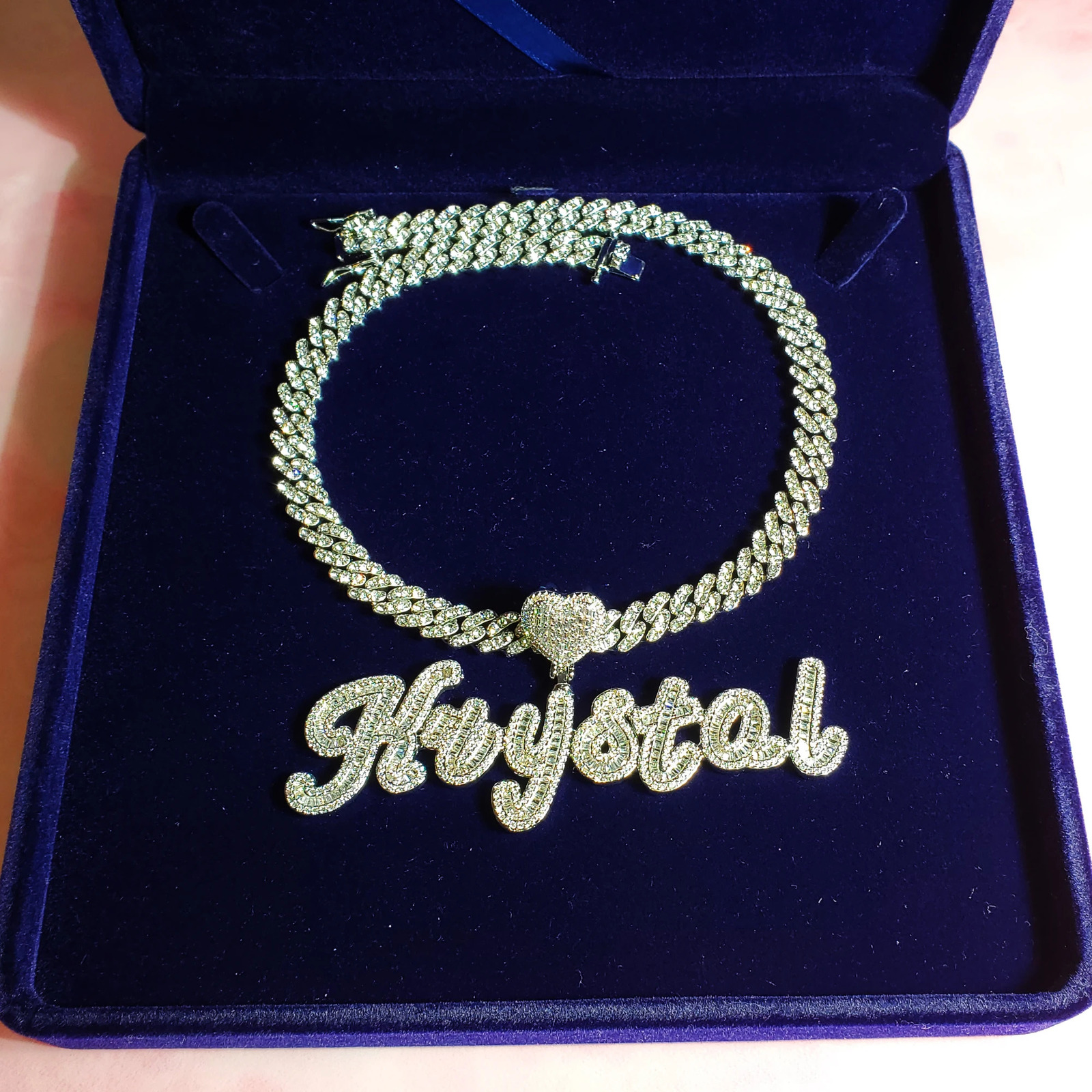 Icy Heart Bail Custom Brush Cursive Letter Name Necklace Pendant Trendy Accessories Personalized Gift for Her Womens Jewel 250529