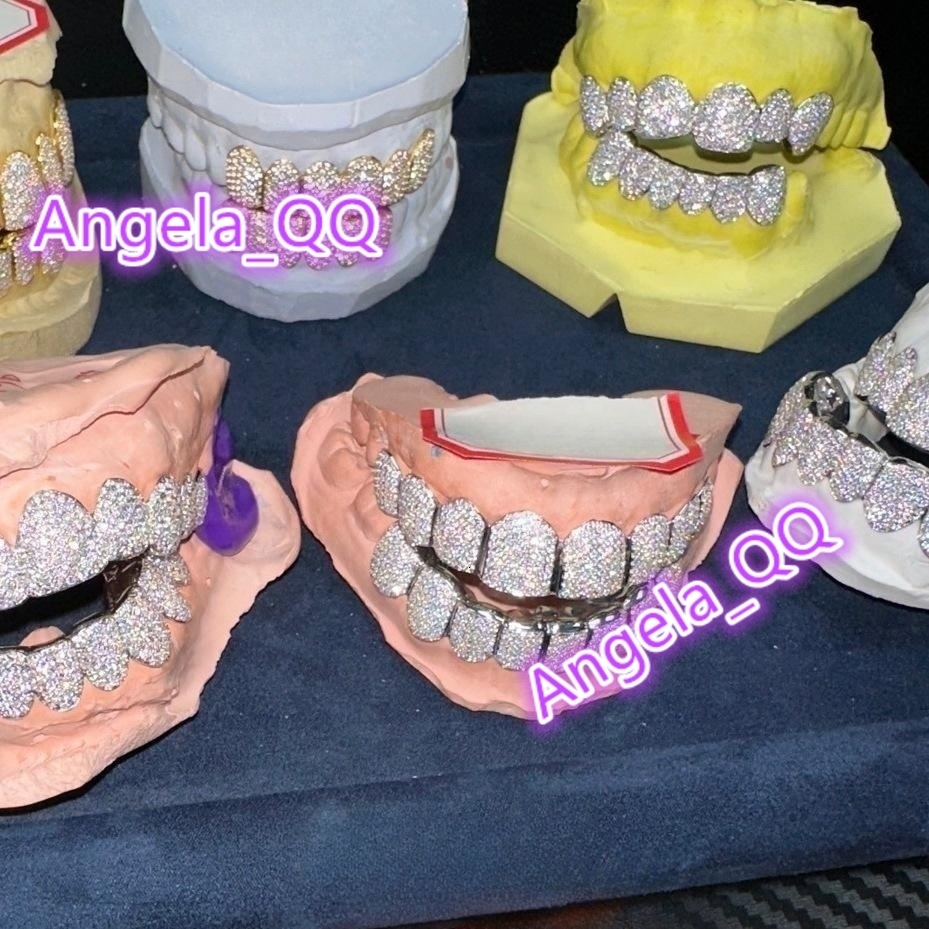 Hip Hop Jewelry Moissanite Grills Custom Real Siold 925 Silver Diamond Past Tester Iced Out VVS Moissanite Diamond Teeth Grillz