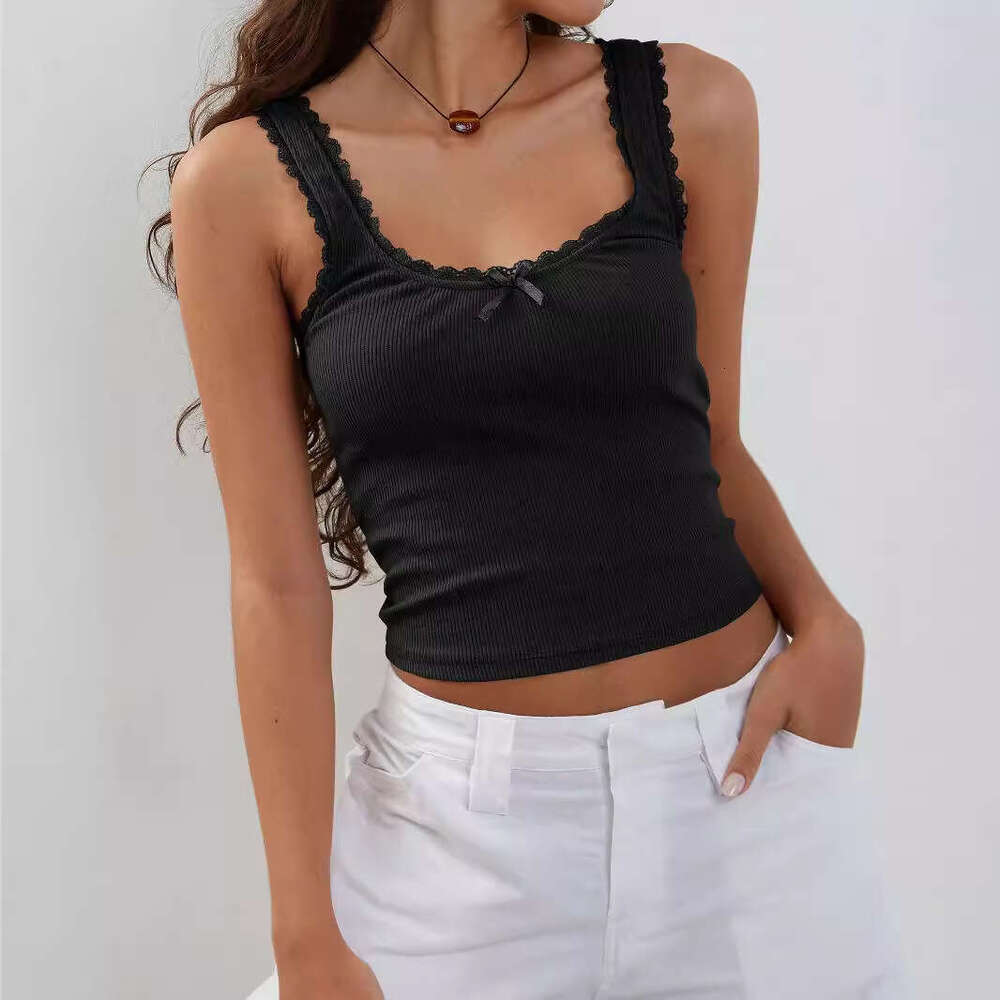 Women's Fashion Hot Girl BM Camisole Y2K New Lace Trim Pure Desire Style Top Base Knitwear