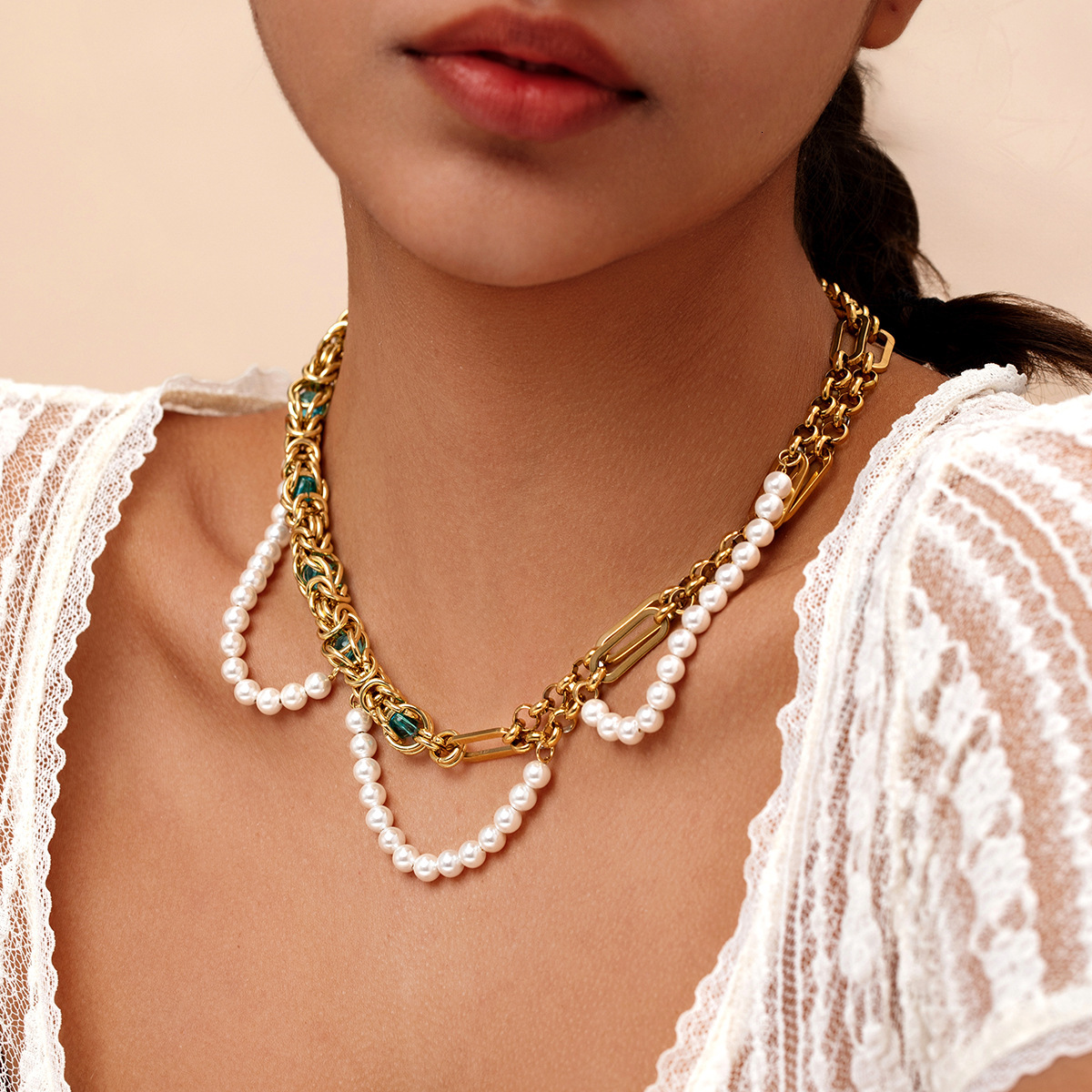 Designer New Titanium Steel Cuban Thick Chain Personality Temperament Women's Necklace Jewelry Set