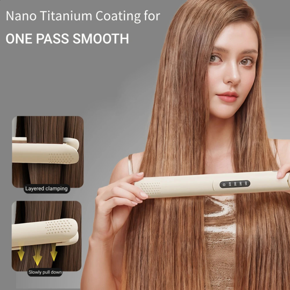 2 in 1 Professional Hair Straightener with 4 Gears Heat Ceramic Ionic Fast Heat-Up Negative Ion Hair Flat Iron Lcd Display 250529