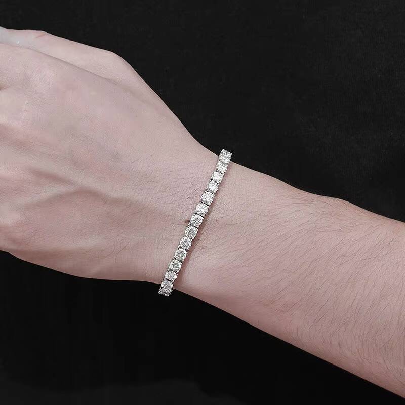 5mm Women's Pure Sier Lab-Grown Silicon Stone Tennis Bracelet