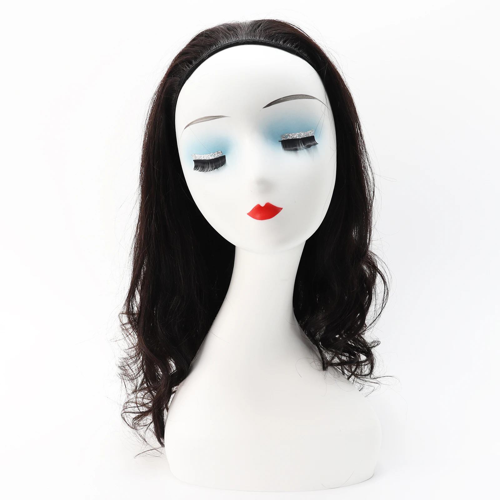 Remy Human Hair Half Wig for Women Body curl Glueless Full Machine Wig 3/4 Wig Peruvian Hair