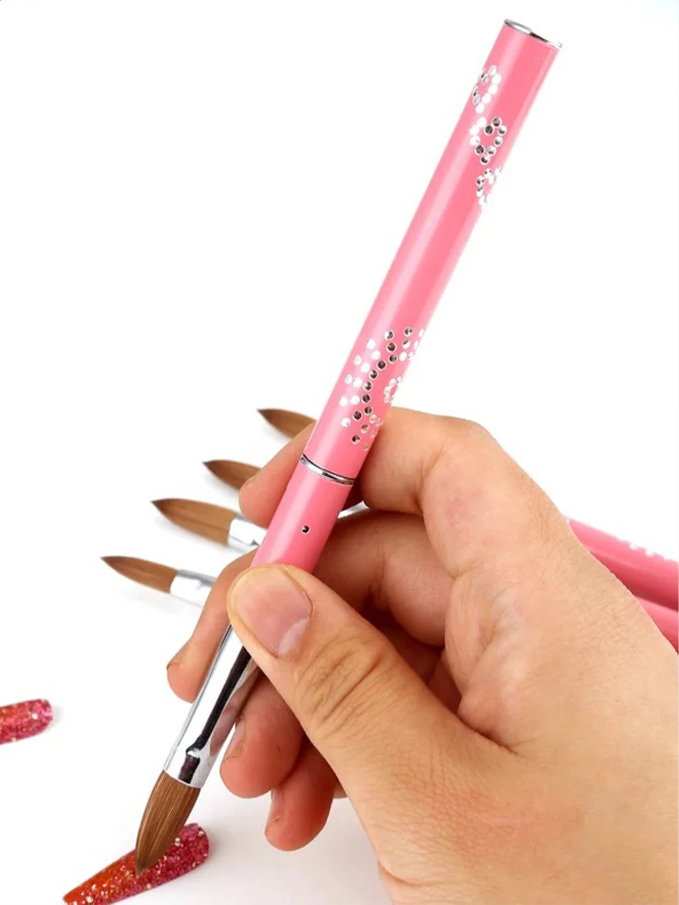 100% Kolinsky acrylic nail brush acrylic nail brush special for manicure pink metal handle classic style 250528