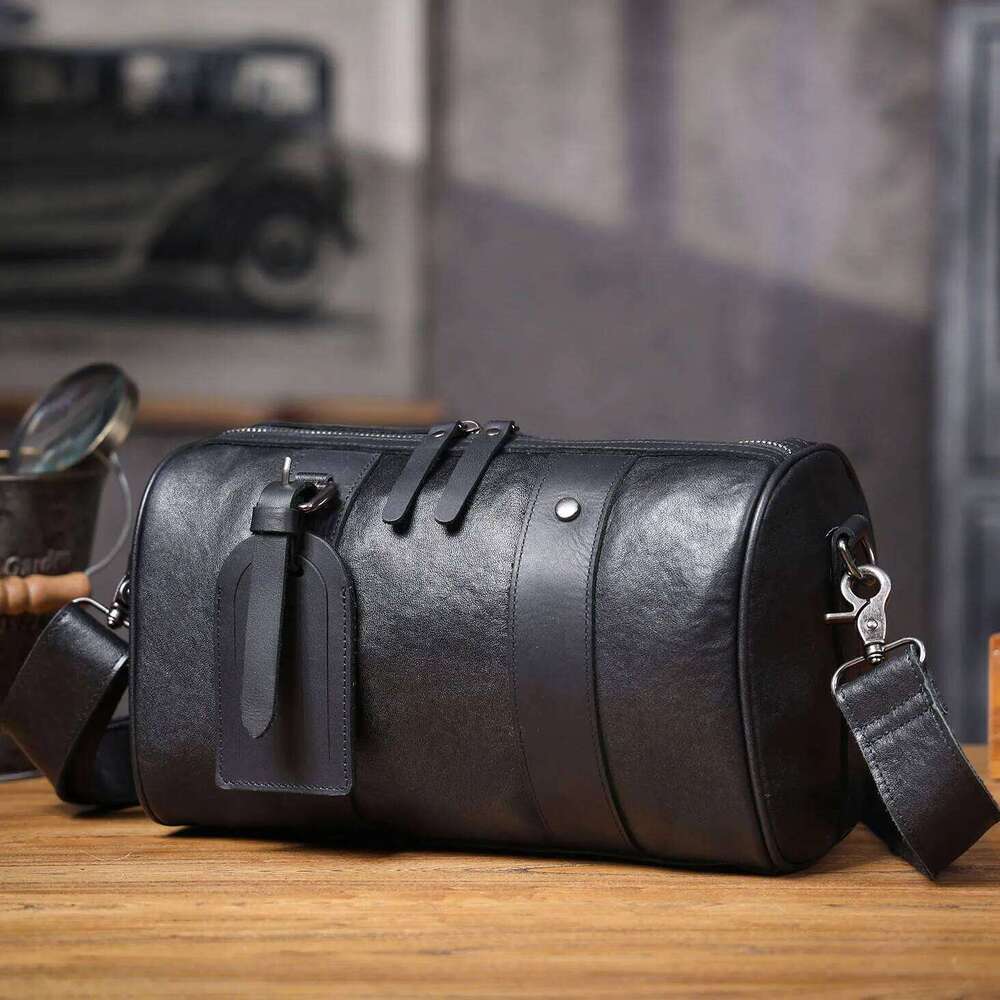 Genuine Men's Shoulder Crossbody Bags Simple Cowhide Bag Top Layer Vegetable-Tanned Leather Fashion Casual Style