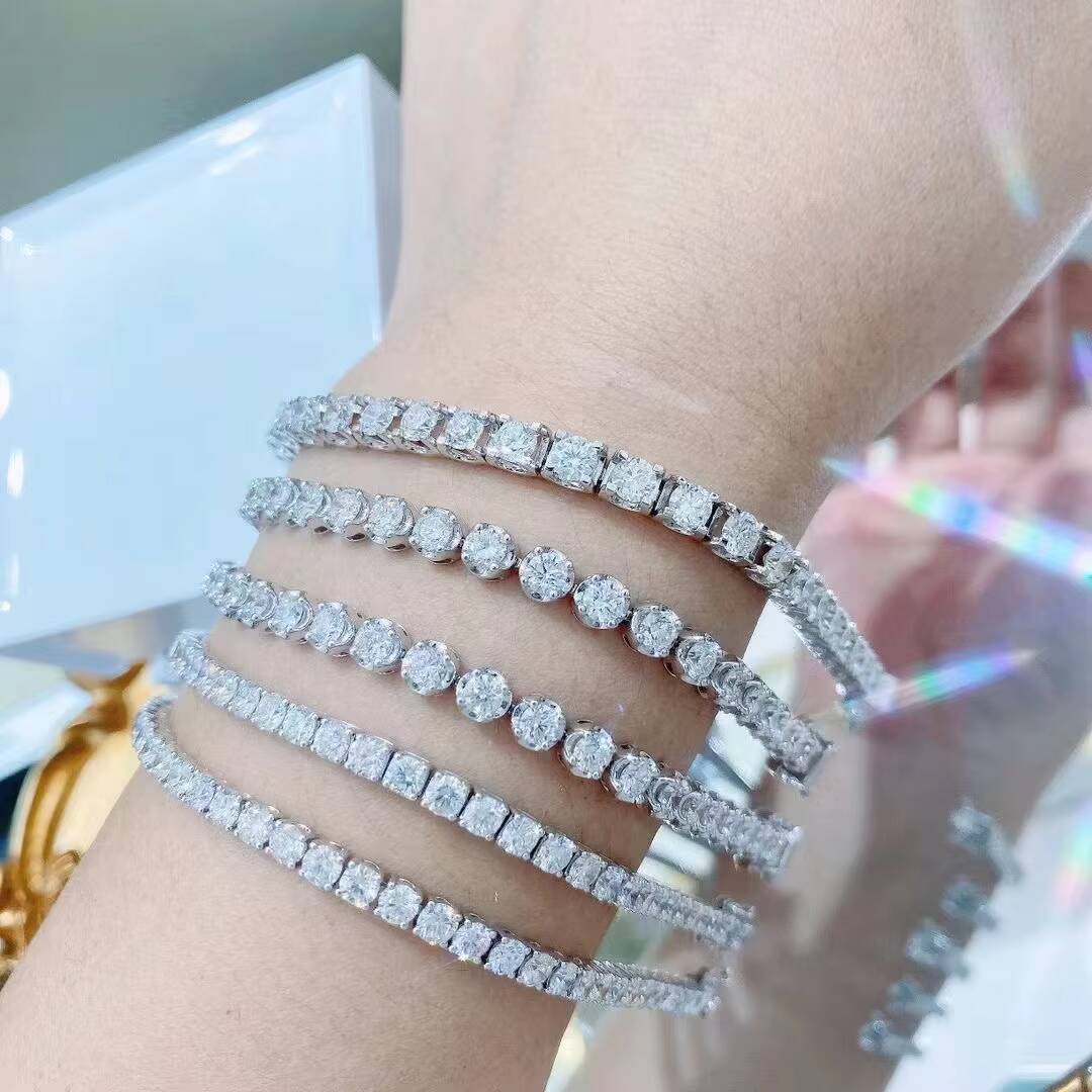 Iced Pure Sier Pyroxene Fashion Unisex Brass Tennis Bracelet
