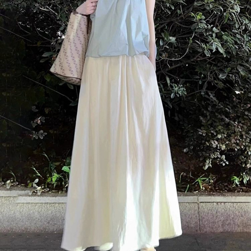 LV95 new style temperament waist slimming umbrella skirt drape A-line mid-length skirt
