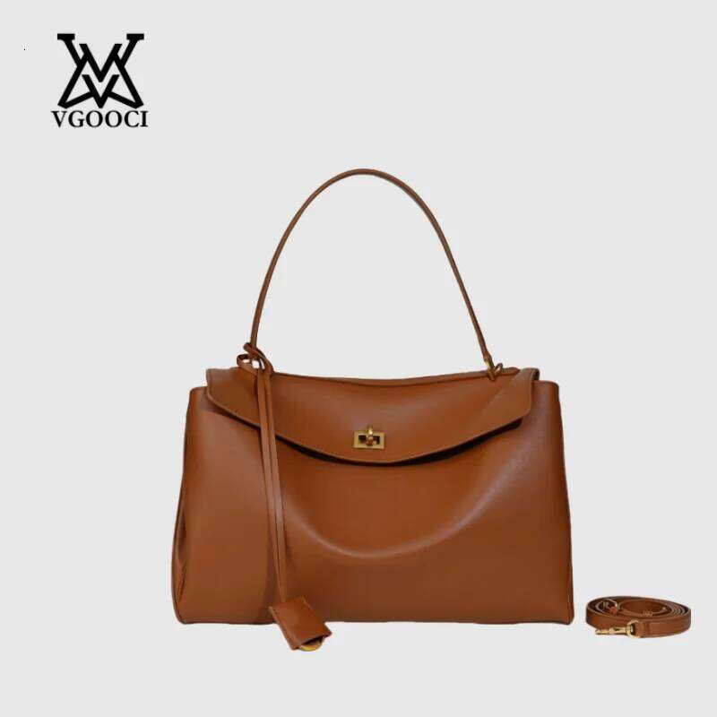 New Rodeo Bag Genuine Leather Women's Tote Large Capacity Advanced Lock Fashion High Sense Underarm Bag