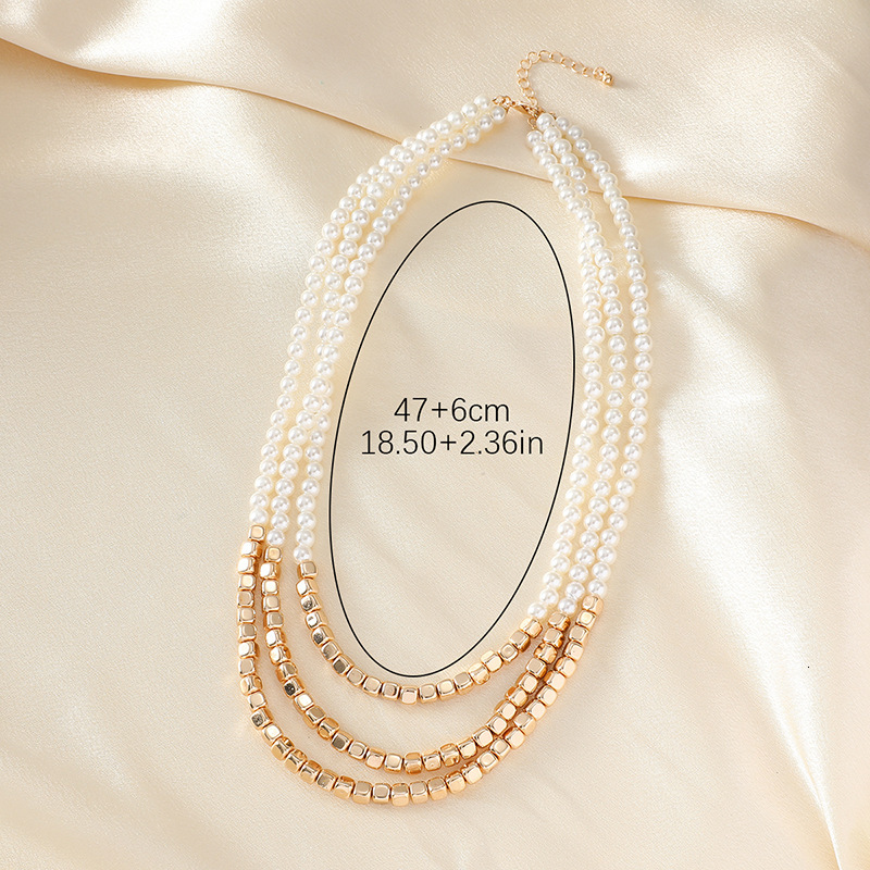 Multi layer sweater collarbone chain irregular Baroque shaped pearl necklace