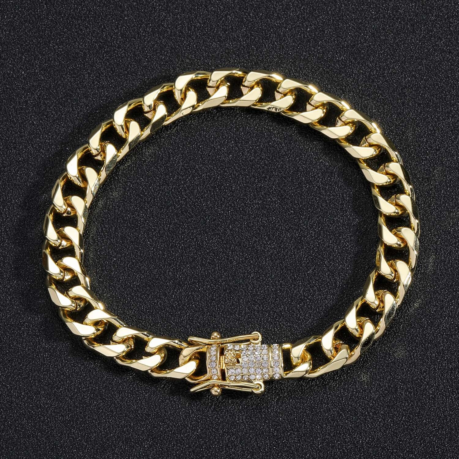 9mm Smooth Cuban Chain Moissanite Inlaid Diamond Buckle Hip-Hop Bracelet Mens Unique Trendy Brand Accessory moissanite