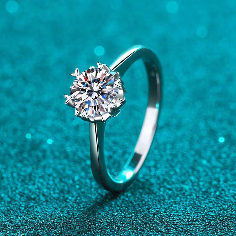 Jewelry Luxury Moissanite Diamond Wedding Ring 925 Sterling Silver Moissanite Ring with GRA Certificate