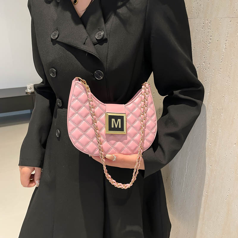 Free shipping designer bag Lingge Chain Small for Women 2024 New Style Trendy Letter Buckle Texture Fashion Single Shoulder Crossbody Underarm Bag