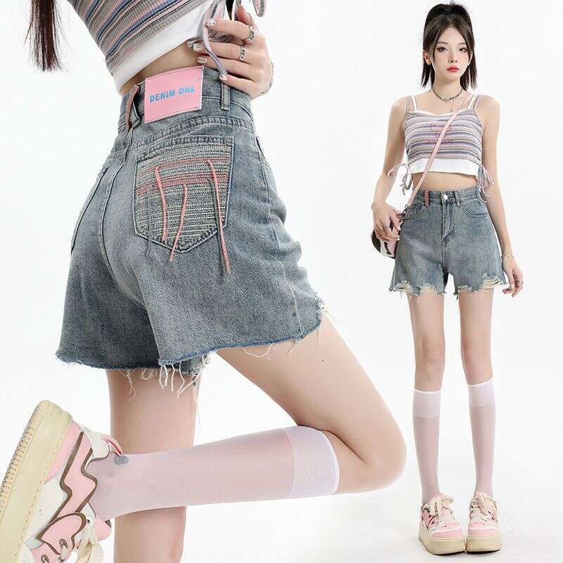 Denim Shorts Jeans Shorts Ripped Denim Shorts For Women Summer New High Waisted Slimming Loose Thin Style Girl A Line Wide Leg Hot Pants Ins Trend Rip