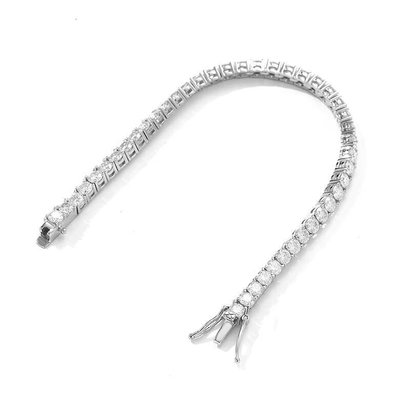 S Pure Sier Simple Elegant Tennis Quartz Bracelet 20 Points Single Row Full Fashion Jewelry