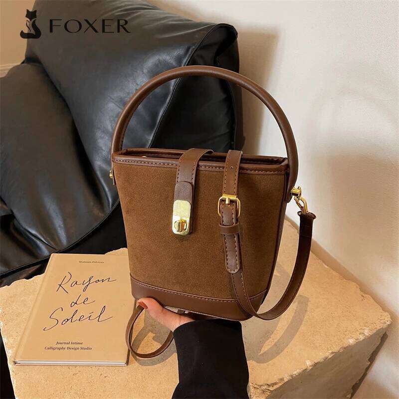 FOXER Cute Crossbody Bucket For Women PU Shoulder Bags Purse 2025 Lady Fashion Retro Girl's Handbag Bag Special Gift