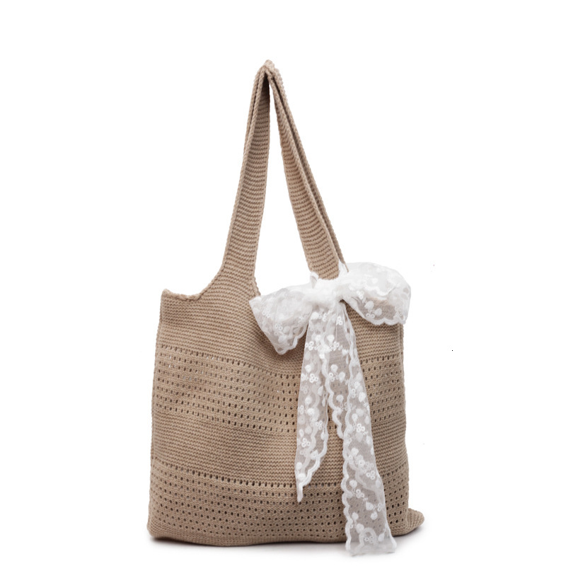 designer Red Bag Large Capacity Summer Beach Bag Seaside Vacation Style Commuter Knitted Bag Lazy Style Woven Tote Bag