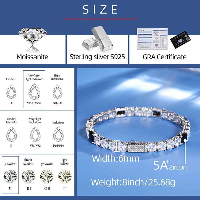 ICEOUTBOX Original Design Real D VVS Moissanite Tennis Bracelet For Women S925 Silver Black Baguette Men Hip Hop Jewelry Unisex