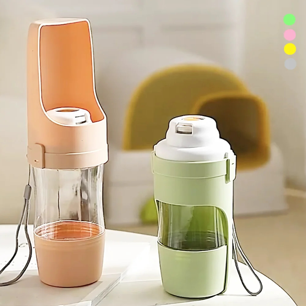 free shipping Portable Water Bottle with Container Foldable 2in1 Pet Travel Bowl Puppy Dog Cat Outdoor Drinking Food Feeder 250527