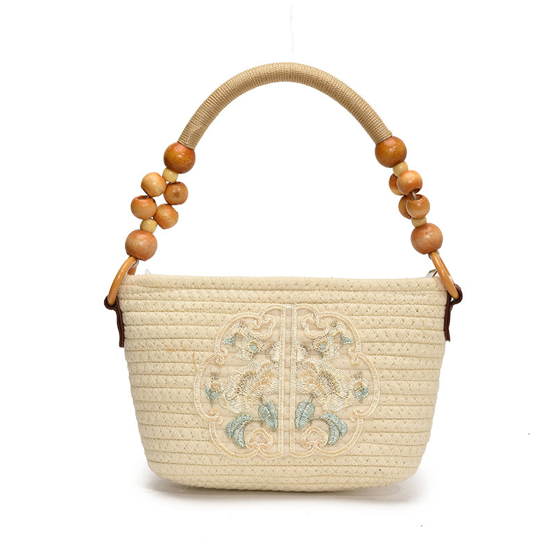 Free Shipping Designer Bag Chinese Style Minimalist Cotton Thread Womens Handbag Fashionable Commuting Tote Woven Shoulder Bag Beach Bag