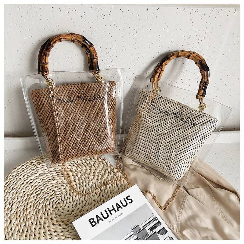 2025 New Transparent Jelly Bag Set for Women's Summer Handbag Waterproof Designer Crossbody Bag Trendy Handbag