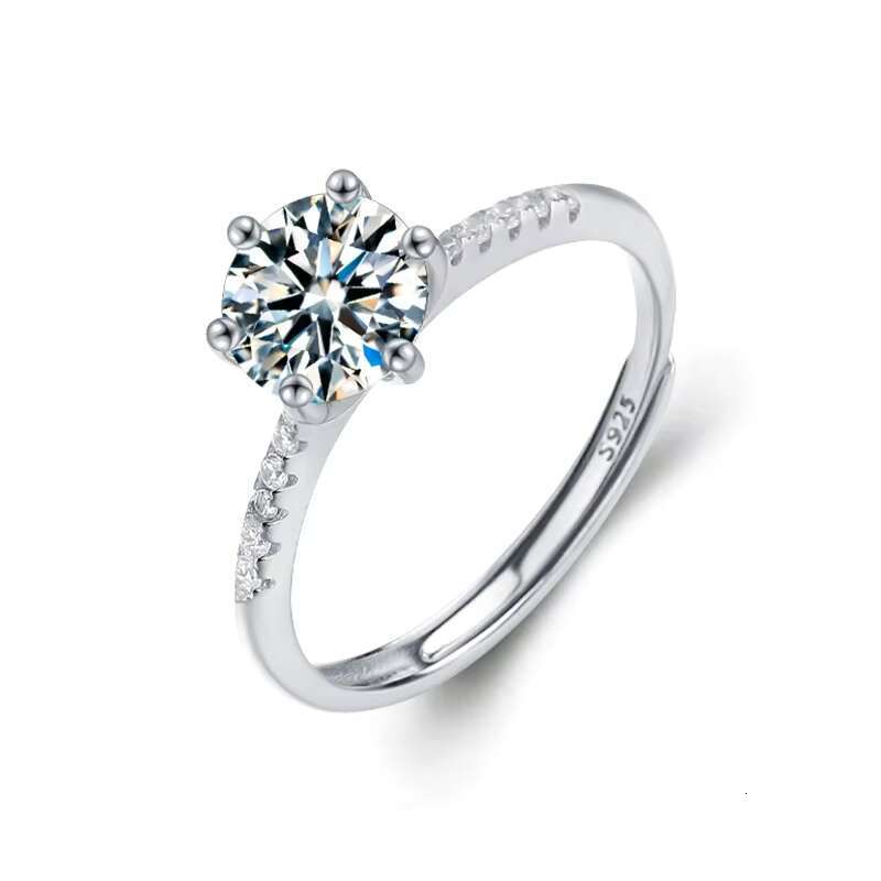 Classic Design 1ct VVS Moissanite 925 Sterling Silver Engagement Wedding Ring for Women Fine Jewelry Iced out