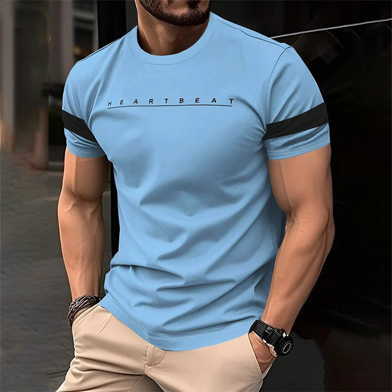 Simple Fashion Letters Striped Graphic T Shirts For Men Trend Summer Streetwear 3D Printed T-shirt Loose Streetwear Hip Hop Tees 250530