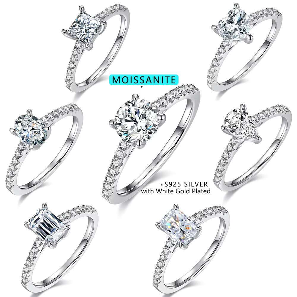 2024 New Engagement Moissanite Diamond Ring 925 Sterling Silver Lady Wedding Moissanite Ring with GRA Certificate