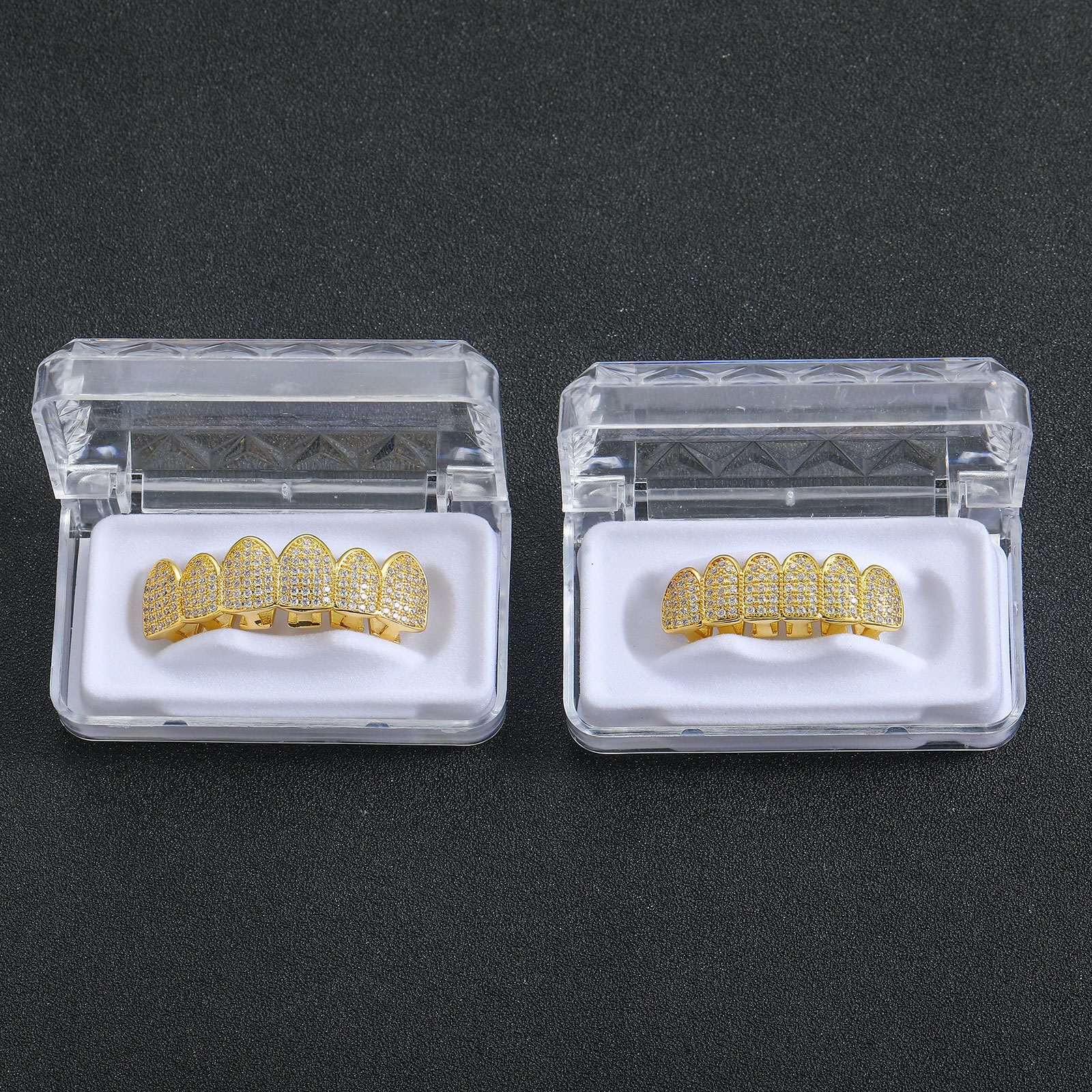 Hip Hop Six Teeth Micro Set Moissanite Teeth Bracelets for Halloween Dress up Individually Exaggerated Hip Hop Teeth Bracelets moissanite