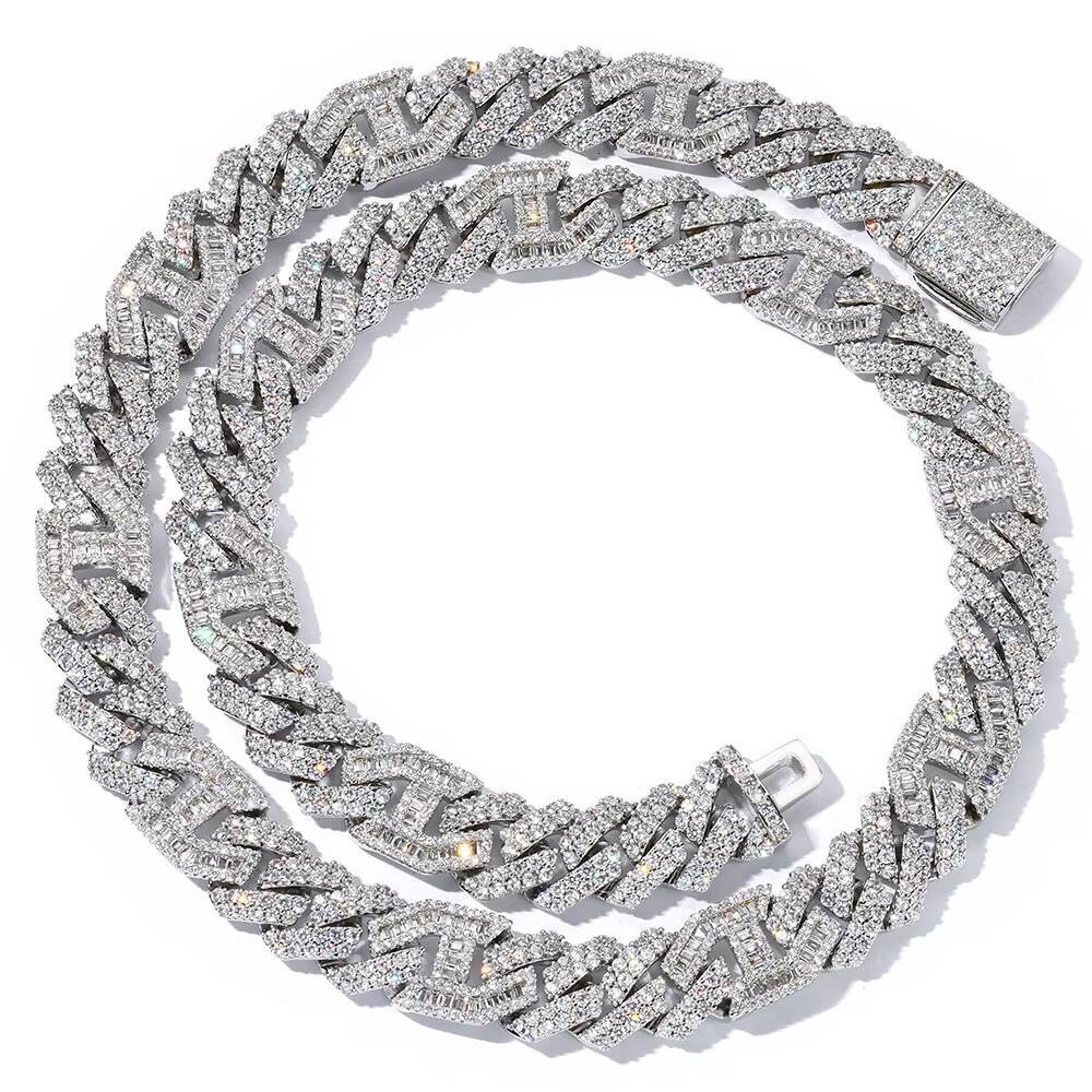 NUOYA Fashion Shining Zircon Women's Sier Plated 3A Cubic Zirconia Ice Out Cuban Chain Necklace