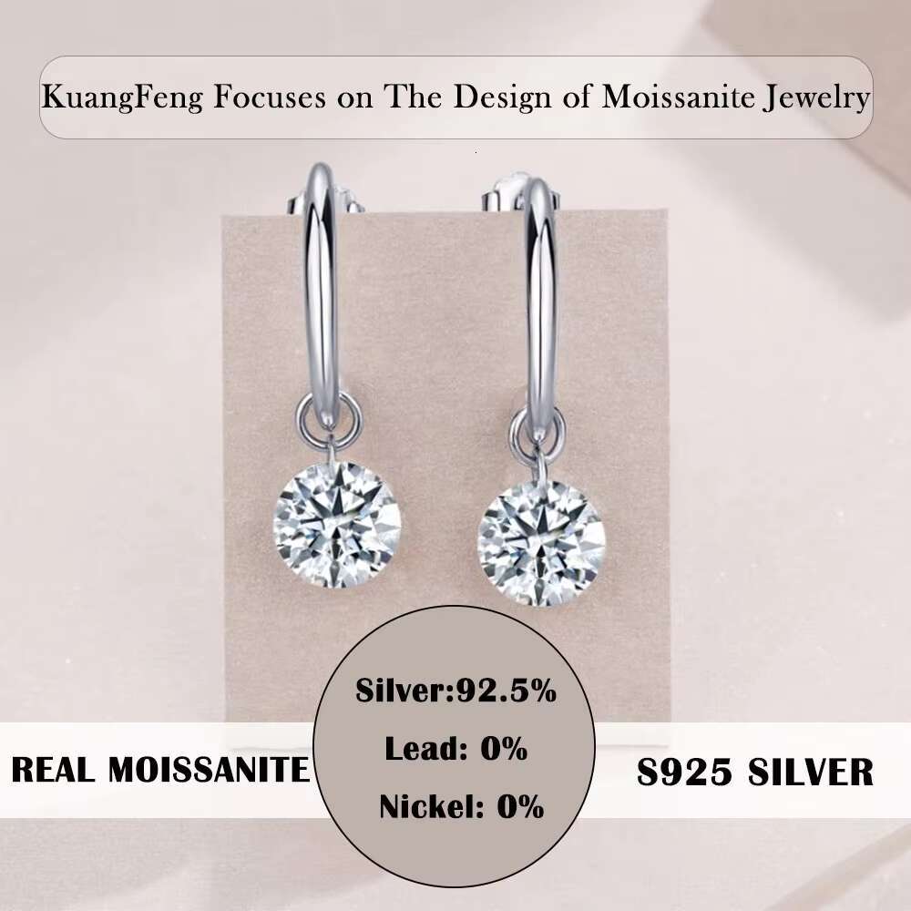 3 Carat Moissanite Earrings Hoop Style 925 Sterling Silver Platinum Plated Elegant Jewelry Women Gift Comes with GRA Certificate