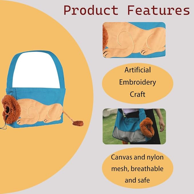 Pet Sling Carrier,Cat and Dog Sling Bag, Hands-Free, Spacious and Comfortable, Breathable mesh Bag with Safety Chain and Interactive Window L C31