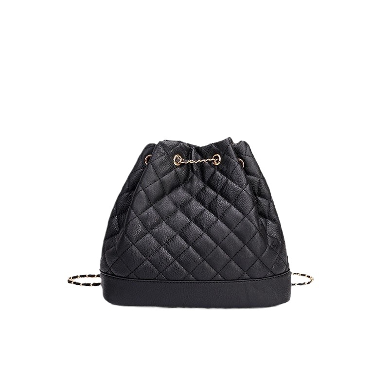 designer New 2025 Bucket Quilted Chain Backpack PU Leather Bag for Women Unique Design Single Shoulder Crossbody Bag Backpack