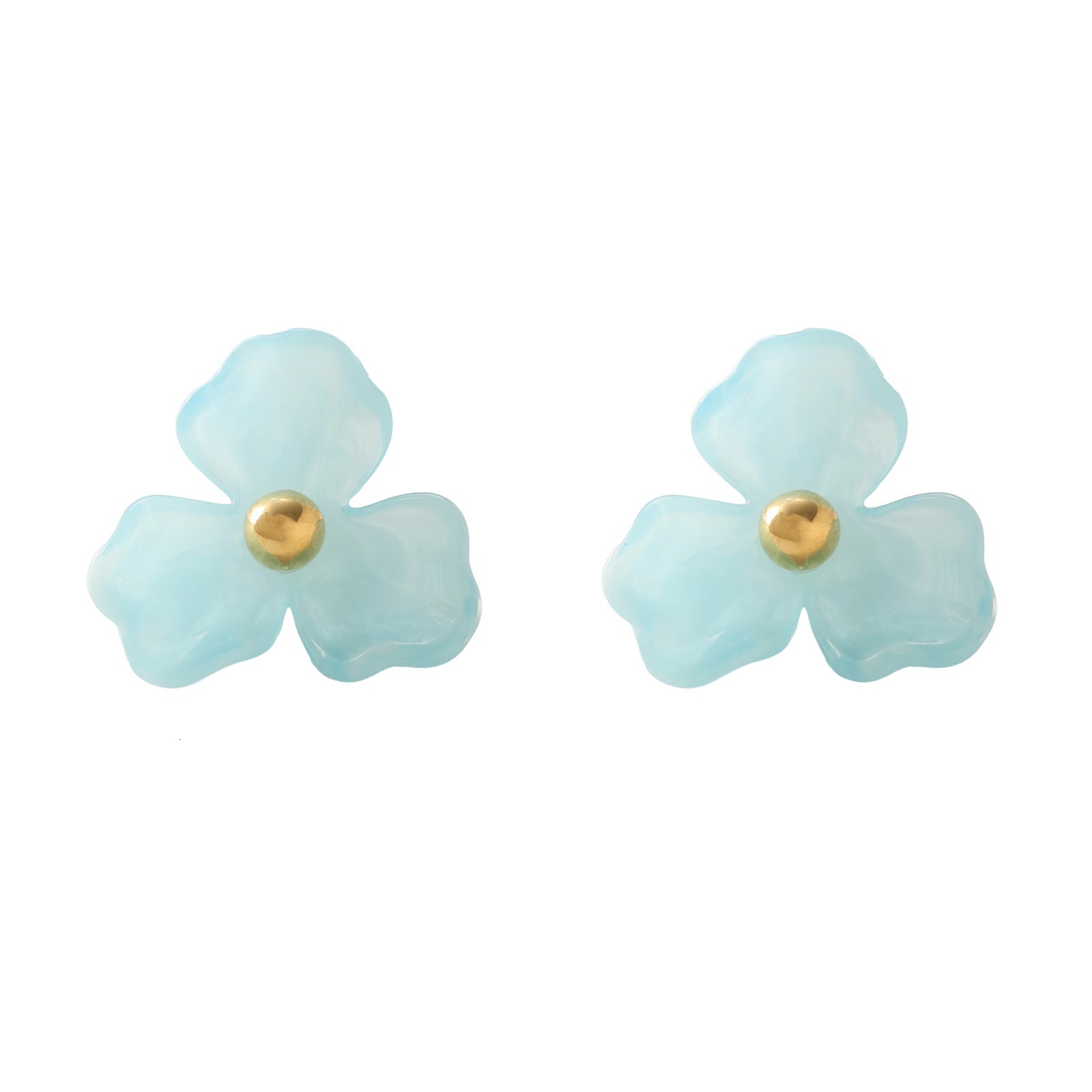 Korean Spring Summer Resin Flower Dongdaemun Style Transparent Texture Earrings Accessories for Women